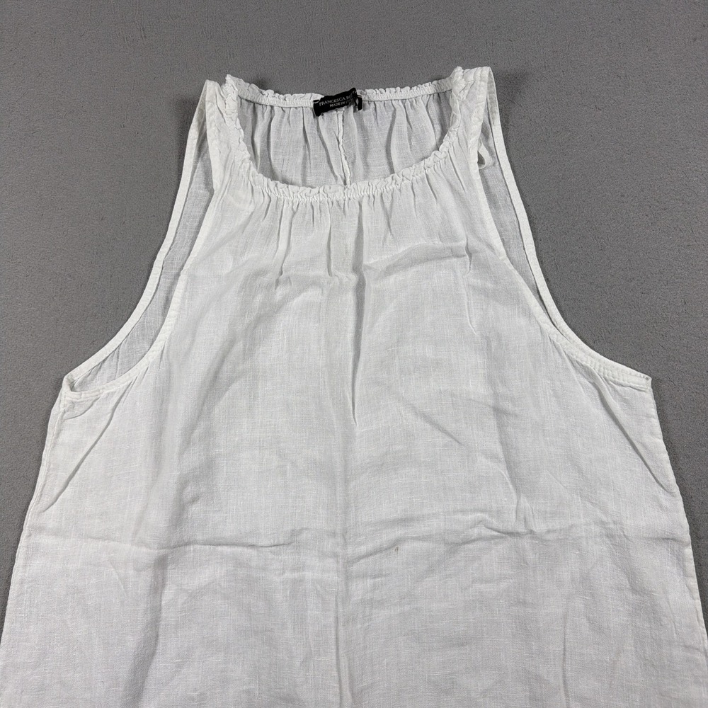 Francesca Bettini Dress Womens L White Linen Tank Sleeveless Knee Italy Summer - Picture 2 of 9